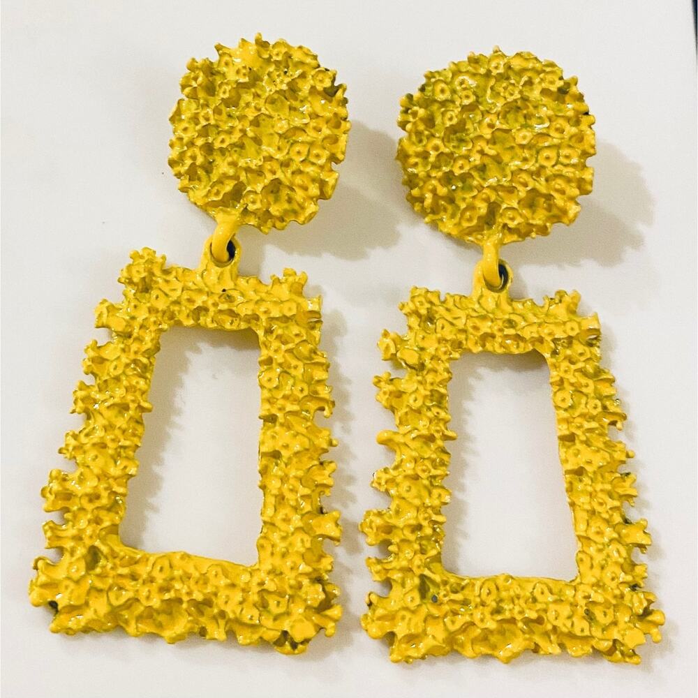 Textured Metal Drop Earrings